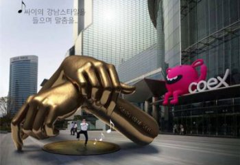 大門口拳頭雕塑 發(fā)光公園手勢(shì)雕塑 仿真握拳雕塑