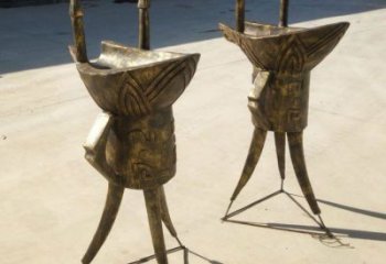 商業(yè)街酒杯雕塑 烤漆酒杯子雕塑 彩繪杯子雕塑