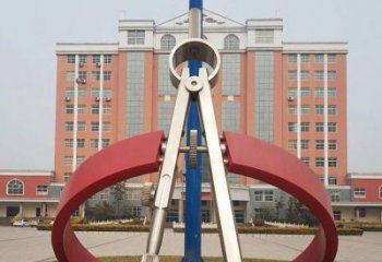 彩繪圓規(guī)雕塑廠家 電鍍現代景觀雕塑 公園標識雕塑