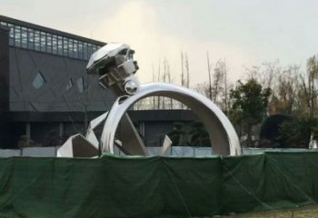 噴漆指環(huán)雕塑 中式村口標(biāo)識(shí)雕塑 草地戒指環(huán)雕塑