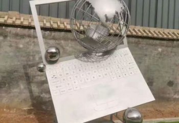 噴漆電腦雕塑 中式村口雕塑 草地筆記本雕塑