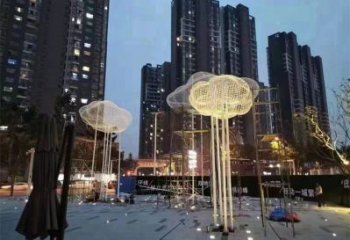 鋼管云梯雕塑 異形噴水梯子雕塑 農村云朵雕塑