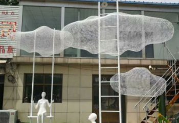 幾何云梯雕塑 發光公園云朵雕塑 大門口梯子雕塑