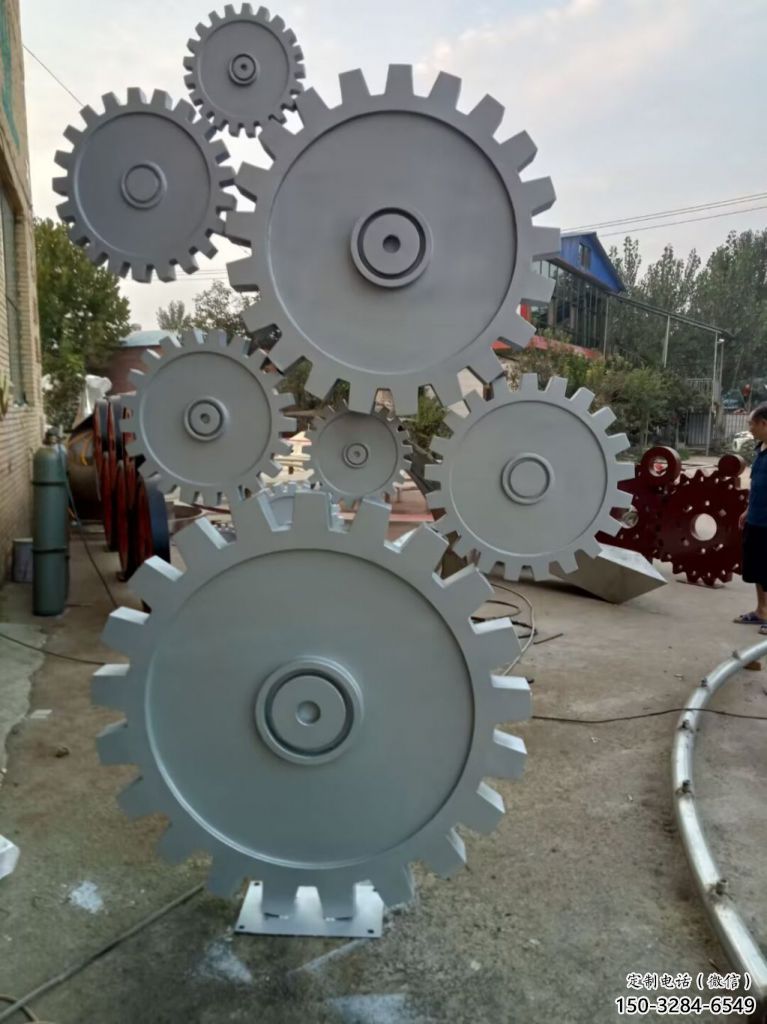 大型齒輪雕塑 鍛造發光工業雕塑 房地產機械雕塑