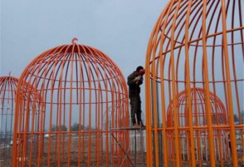 景觀(guān)鳥(niǎo)籠雕塑 剪影籠子雕塑 商業(yè)街鳥(niǎo)籠子雕塑