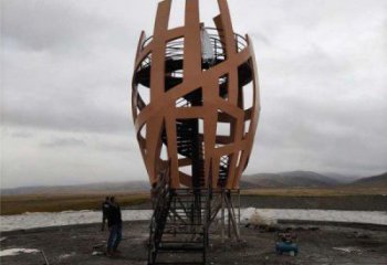 鳥籠雕塑 拉絲籠子雕塑 步行街鳥籠子雕塑