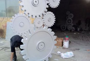 抽象齒輪雕塑 啞光工業(yè)雕塑 室內(nèi)機(jī)械雕塑