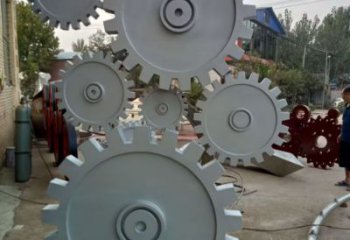 大型齒輪雕塑 鍛造發(fā)光工業(yè)雕塑 房地產機械雕塑