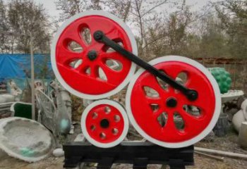 噴漆齒輪雕塑 中式村口工業(yè)雕塑 草地機械雕塑