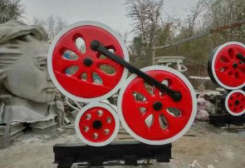 切面齒輪雕塑 燈光庭院機械雕塑 校園工業雕塑