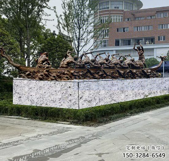 現(xiàn)代龍舟雕塑 大型別墅區(qū)劃槳雕塑 彩繪競賽雕塑