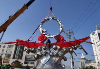 彩繪龍舟雕塑 電鍍現(xiàn)代劃槳雕塑 公園競賽雕塑