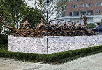 現(xiàn)代龍舟雕塑 大型別墅區(qū)劃槳雕塑 彩繪競(jìng)賽雕塑