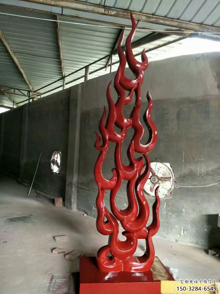 街道火苗雕塑 現代景觀雕塑 彩繪火焰頭雕塑