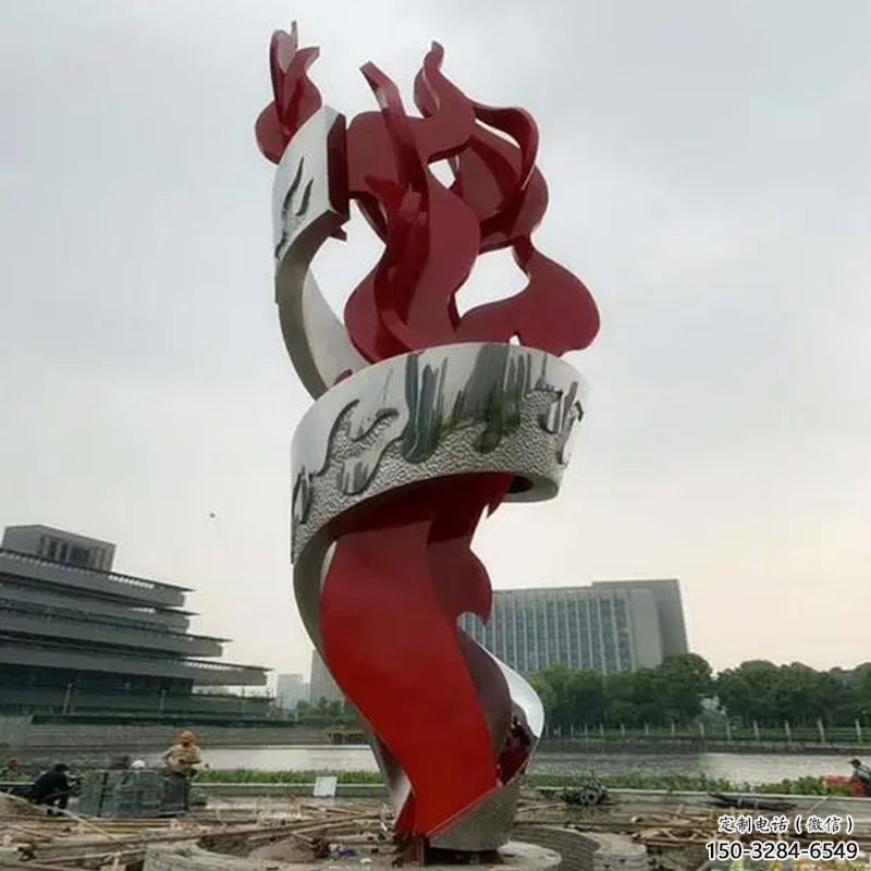 街頭火苗雕塑 大型別墅區(qū)火焰頭雕塑 鋼管景觀雕塑