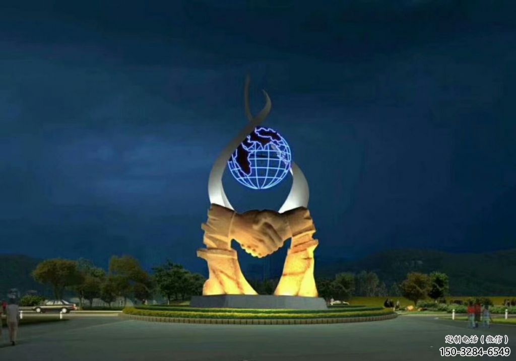 創(chuàng)意握手雕塑 啞光雕塑 公園誠信雕塑