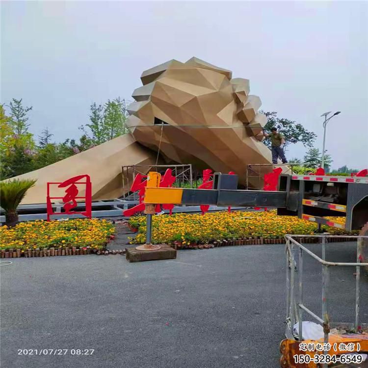 幾何握手雕塑 發(fā)光公園誠(chéng)信雕塑 大門口雕塑