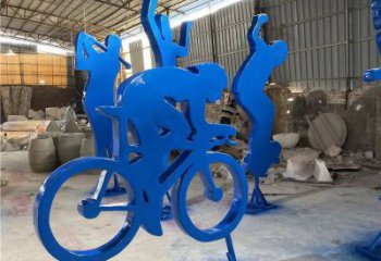 幾何賽車雕塑 發光公園體育雕塑 大門口賽車人雕塑