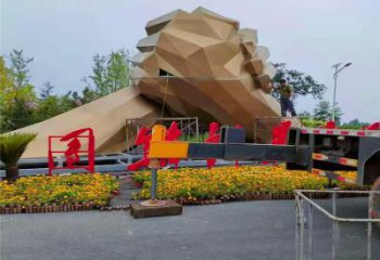 幾何握手雕塑 發光公園誠信雕塑 大門口雕塑