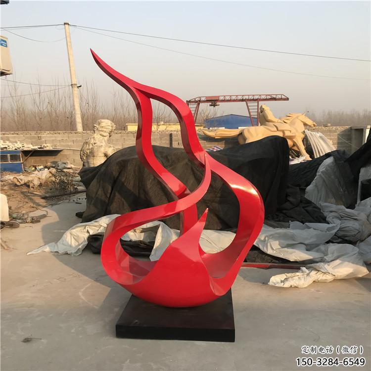 廣場(chǎng)火把雕塑 抽象星火相傳主題 烤漆篝火雕塑