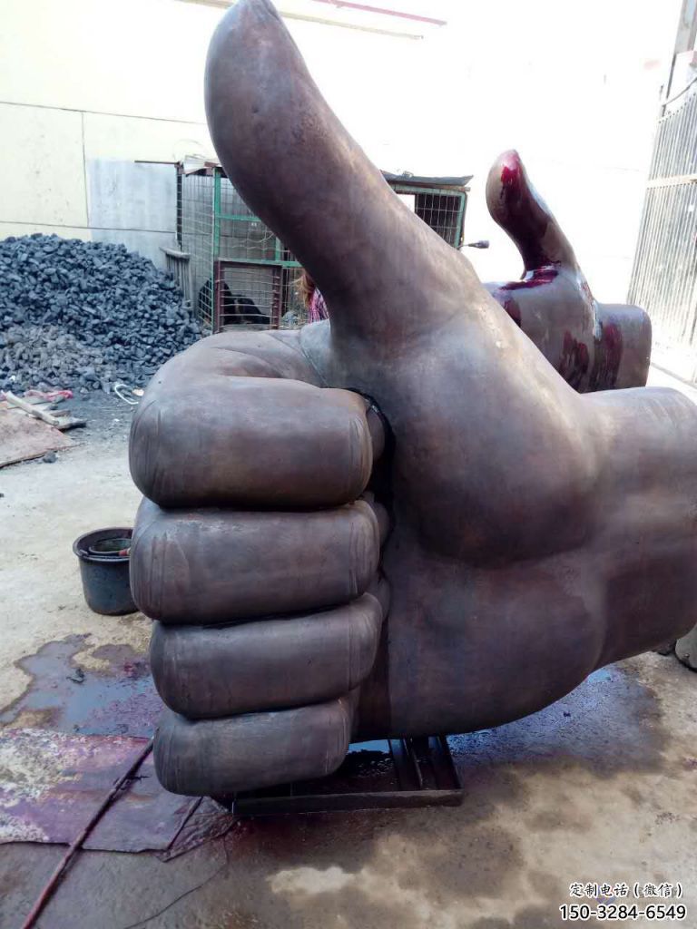烤漆拇指雕塑 鋼管大拇指雕塑 室內點贊雕塑