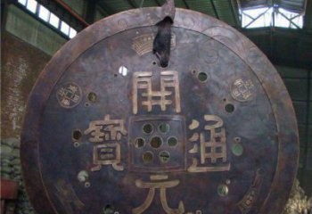 幾何古幣雕塑 發(fā)光公園雕塑 大門口銅幣雕塑