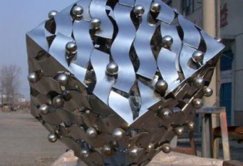 戶外立方體雕塑 噴漆幾何體雕塑 燈光雕塑