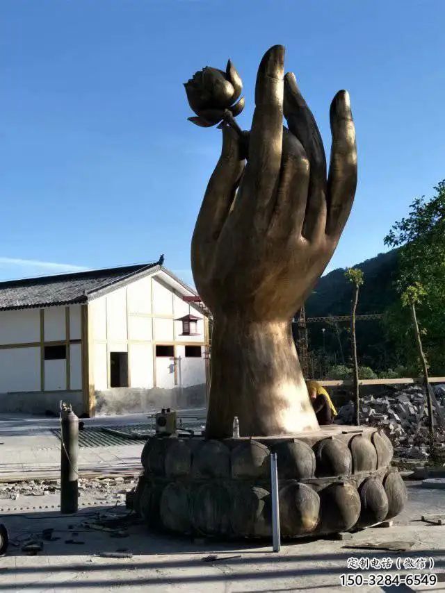仿真佛手雕塑 電鍍現(xiàn)代觀音手雕塑 部隊雕塑