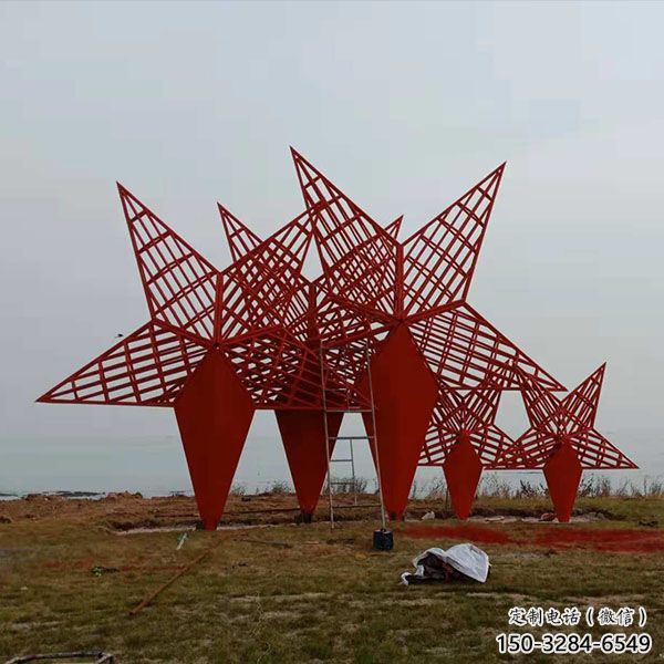 異形五角星雕塑 現(xiàn)代校園紅色文化 校園黨建雕塑