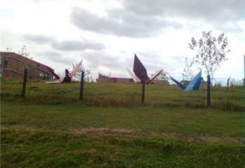 創意千紙鶴雕塑 啞光折紙風格 公園鶴鳥雕塑