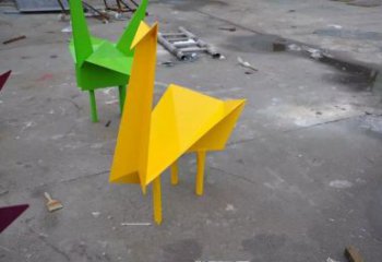 現代千紙鶴雕塑 大型別墅區折紙風格 彩繪鶴鳥雕塑