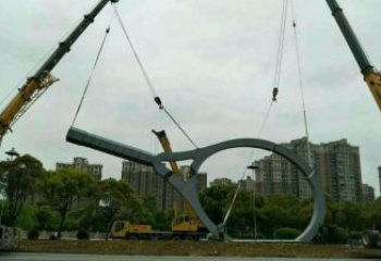 鑄造球拍雕塑 中式村口體育雕塑 景觀網球拍雕塑