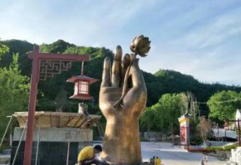 彩繪佛手雕塑 電鍍現代觀音手雕塑 公園雕塑