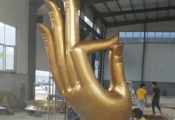 彩繪佛手雕塑 景觀雕塑 街頭觀音手雕塑