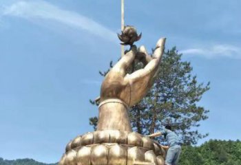 幾何佛手雕塑 發光公園雕塑 大門口觀音手雕塑