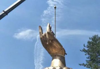 美陳佛手雕塑 異形噴水雕塑 酒店觀音手雕塑