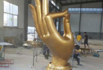 現(xiàn)代佛手雕塑 大型別墅區(qū)觀音手雕塑 彩繪雕塑