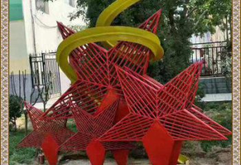 創意五角星雕塑 啞光黨建雕塑 公園紅色文化