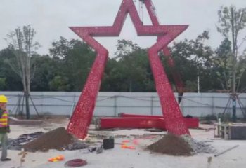 烤漆五角星雕塑 鋼管黨建雕塑 室內紅色文化