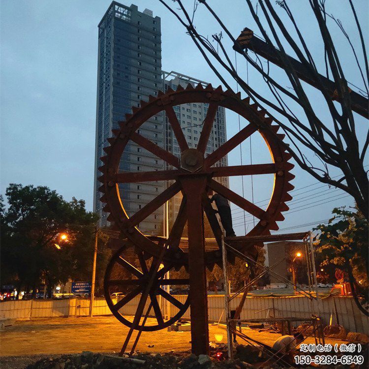 拉絲水車雕塑 鏤空創(chuàng)意雕塑 別墅區(qū)雕塑