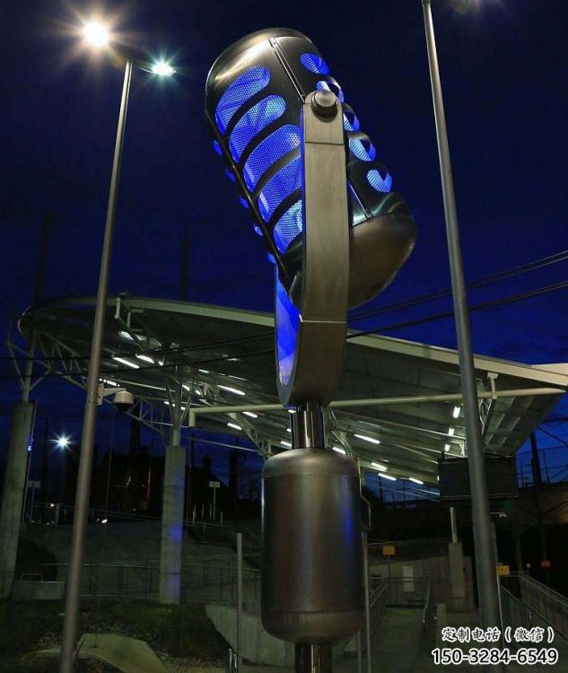 街道麥克風雕塑 現代音樂雕塑 彩繪話筒雕塑