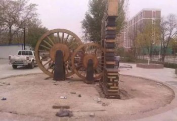 幾何水車雕塑 發(fā)光公園雕塑 大門口仿古雕塑