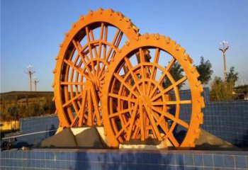 鑄造水車雕塑 中式村口雕塑 景觀仿古雕塑