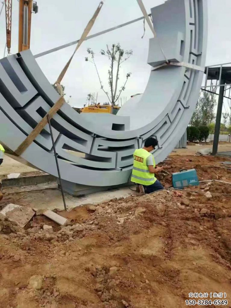 鑄造花環(huán)雕塑 中式村口雕塑 景觀環(huán)形雕塑