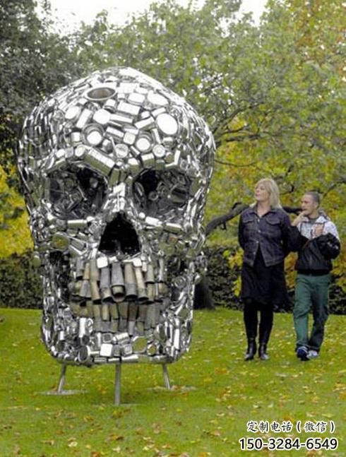 彩繪骷髏雕塑 電鍍現(xiàn)代鬼怪雕塑 公園骷髏頭雕塑