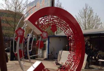 抽象花環雕塑 啞光環形雕塑 室內雕塑