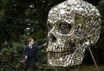 商業(yè)街骷髏雕塑 烤漆骷髏頭雕塑 彩繪鬼怪雕塑