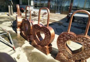 別墅區鎖子雕塑 大型別墅區雕塑 剪影同心鎖雕塑