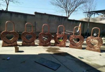 房地產(chǎn)鎖子雕塑 剪影同心鎖雕塑 鍛造雕塑