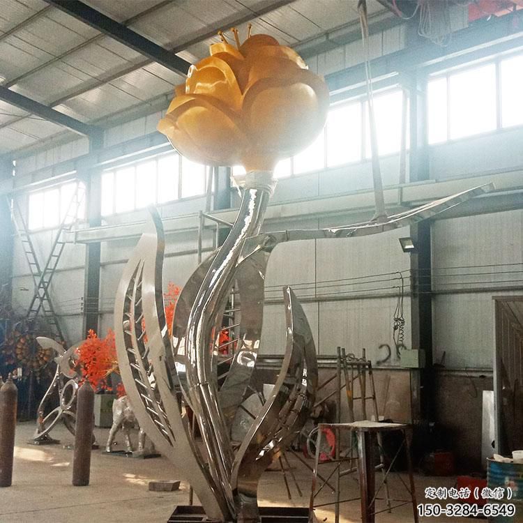 現(xiàn)代月季花雕塑 大型別墅區(qū)花卉雕塑 彩繪花朵雕塑